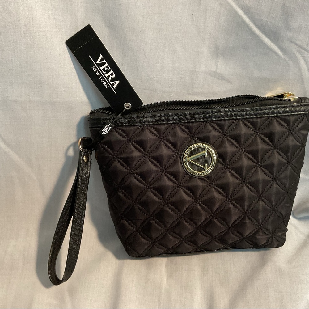 VERA NEW YORK Black Quilted Wristlet Cosmetic Bag. (#3).